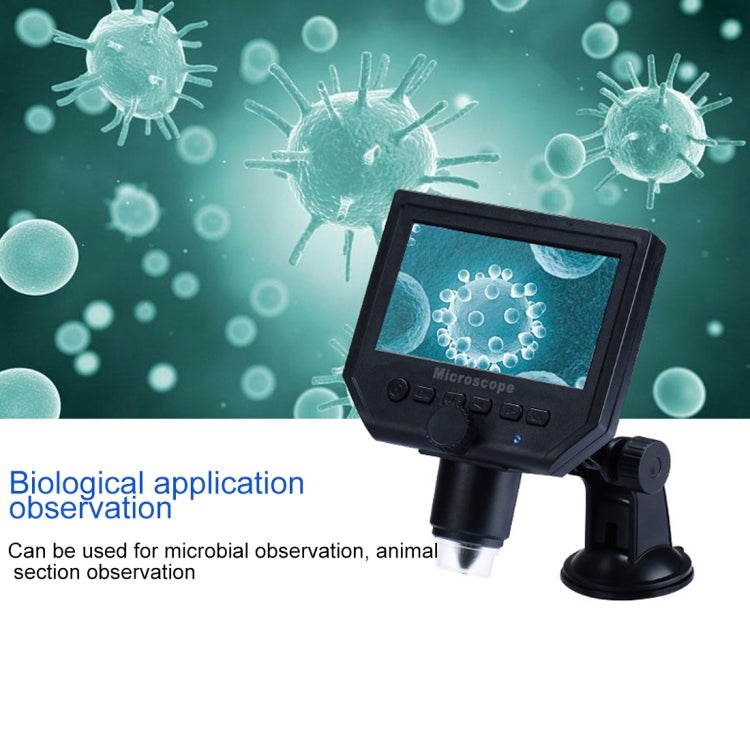 G600 600X 3.6MP 4.3 inch HD LCD Display USB Charging Portable Digital Microscope with LED Light, Support Micro SD Card(64GB Max), US Plug, AC 100-240V G600 600X 3.6MP 4.3 inch HD LCD Display USB Charging Portable Digital Microscope with LED Light, Support Micro SD Card(64GB Max), US Plug, AC 100-240V