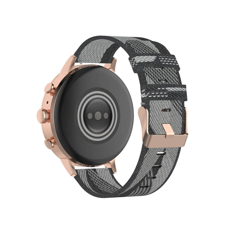 Correa de reloj de nailon con tejido de rayas de 18 mm para Fossil Female Sport / Charter HR / Gen 4 Q Venture HR Correa de reloj de nailon con tejido de rayas de 18 mm para Fossil Female Sport / Charter HR / Gen 4 Q Venture HR