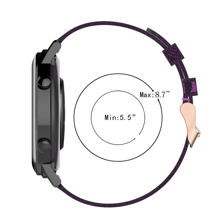 Correa de reloj de nailon con tejido de rayas de 20 mm para Huawei GT 2 de 42 mm / Honor Magic Watch 2 de 42 mm Correa de reloj de nailon con tejido de rayas de 20 mm para Huawei GT 2 de 42 mm / Honor Magic Watch 2 de 42 mm