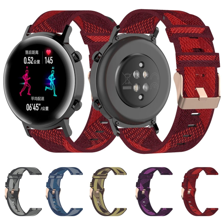 Correa de reloj de nailon con tejido de rayas de 20 mm para Huawei GT 2 de 42 mm / Honor Magic Watch 2 de 42 mm Correa de reloj de nailon con tejido de rayas de 20 mm para Huawei GT 2 de 42 mm / Honor Magic Watch 2 de 42 mm