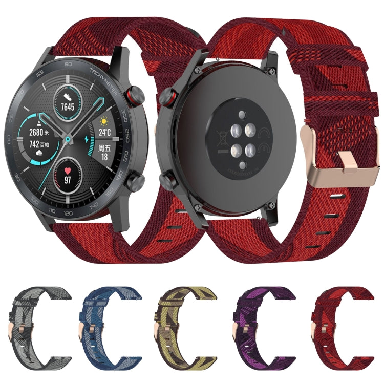 22mm Stripe Weave Nylon Wrist Strap Watch Band for Huawei GT / GT2 46mm, Honor Magic Watch 2 46mm / Magic 22mm Stripe Weave Nylon Wrist Strap Watch Band for Huawei GT / GT2 46mm, Honor Magic Watch 2 46mm / Magic