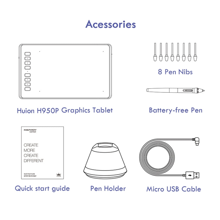 HUION Inspiroy Series H950P 5080LPI Professional Art USB Graphics Drawing Tablet for Windows / Mac OS, with Battery-free Pen HUION Inspiroy Series H950P 5080LPI Professional Art USB Graphics Drawing Tablet for Windows / Mac OS, with Battery-free Pen