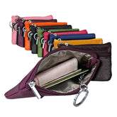 Cowhide Leather Zipper Solid Color Horizontal Card Holder Wallet RFID Blocking Coin Purse Card Bag Protect Case, Size: 11.4*7.4cm