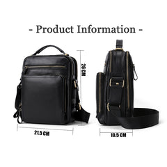 6028 Multifunctional Fashion Top-grain Leather Messenger Bag Casual Men Shoulder Bag