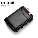 KB155 Antimagnetic RFID Zipper Leather Large-capacity Cards Holder Wallet