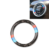 Car Carbon Fiber Soft Panel Engine Start Key Push Button Ring Trim Decorative Sticker for BMW E90 / E92 / E93 2005-2012