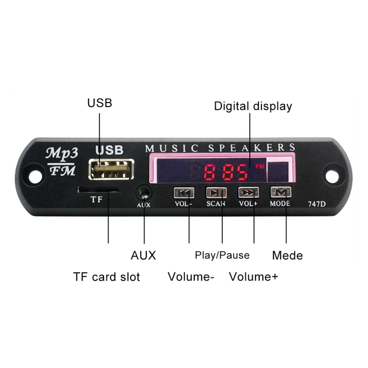 Car 12V Audio Bluetooth MP3 Player Decoder Board FM Radio TF USB 3.5 mm AUX, without Recording Car 12V Audio Bluetooth MP3 Player Decoder Board FM Radio TF USB 3.5 mm AUX, without Recording