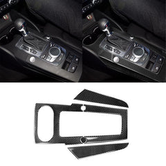 3 PCS Car Carbon Fiber Gear Panel Decorative Sticker for Audi A3, Left Driving