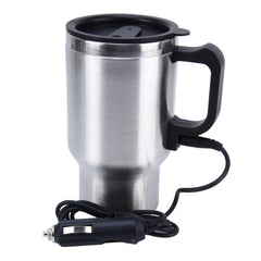 Stainless Steel Electric Smart Mug 12V Car Electric Kettle Heated Mug Car Coffee Cup With Charger Cigarette Lighter Heating Cup Kettle Vacuum Insulated Water Heater Mug