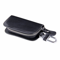 Universal Leather Wood Grain Texture Waist Hanging Zipper Wallets Key Holder Bag (No Include Key)