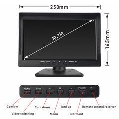 PZ612-4AHD IP67 120 Degree Car AHD 1080P 2 Megapixels 10 inch 4-Way Rearview Mirror Monitor, Night Vision Full Color, with Video Function, PZ612-4AHD