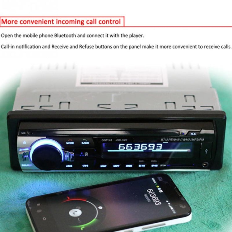 JSD-520 Car Stereo Radio MP3 Audio Player Support Bluetooth Hand-free Calling / FM / USB / SD, Ordinary Version JSD-520 Car Stereo Radio MP3 Audio Player Support Bluetooth Hand-free Calling / FM / USB / SD, Ordinary Version