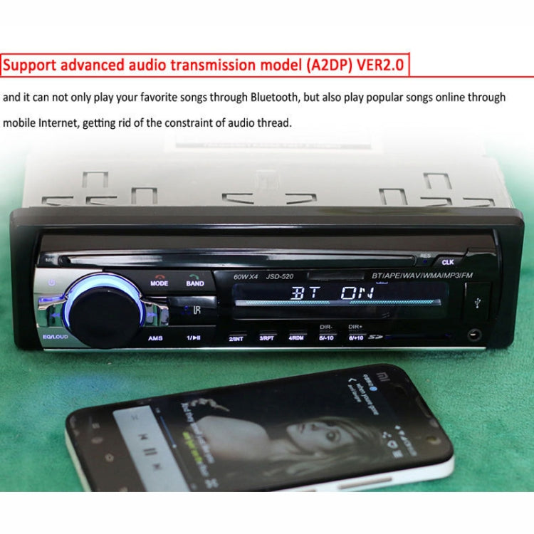 JSD-520 Car Stereo Radio MP3 Audio Player Support Bluetooth Hand-free Calling / FM / USB / SD, Ordinary Version JSD-520 Car Stereo Radio MP3 Audio Player Support Bluetooth Hand-free Calling / FM / USB / SD, Ordinary Version