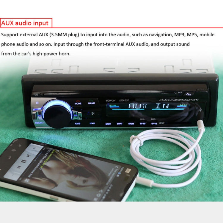 JSD-520 Car Stereo Radio MP3 Audio Player Support Bluetooth Hand-free Calling / FM / USB / SD, Ordinary Version JSD-520 Car Stereo Radio MP3 Audio Player Support Bluetooth Hand-free Calling / FM / USB / SD, Ordinary Version