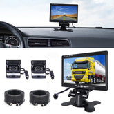 F0505 7 inch HD Car Dual Camera Rearview Mirror Monitor, with 2 x 10m Cable, Dual Camera