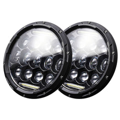 2 PCS 7 inch DC10-48V 36W 6000K Harley Motorcycle Headlight with 12 SMD-5630-LED Lamps and 12 Crystal Lamp Beads