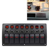 3Pin 8 Way Switches Combination Switch Panel with Light and Projector Lens for Car RV Marine Boat, 3Pin 8 Way