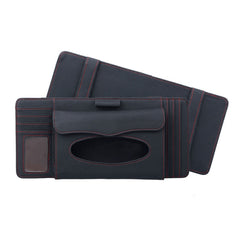 DERANFU 3 In 1 Lichee Texture Multi-function Car Hang Type Leather Towel Box with Card Slot & CD Slot