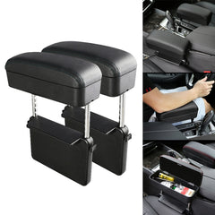 2 PCS Universal Car PU Leather Wrapped Armrest Box Cushion Car Armrest Box Mat with Storage Box