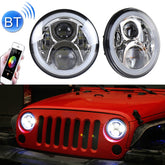 2 PCS 7 inch DC12V 6000K-6500K 50W Car LED Headlight Cree Lamp Beads for Jeep Wrangler / Harley, Support APP + Bluetooth Control, DC12V 6000K-6500K 50W