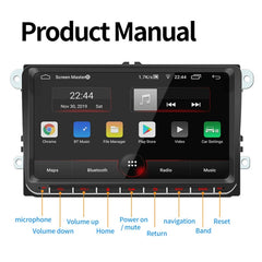 9093 Car HD 9 inch Radio Receiver MP5 Player for Volkswagen, Support FM & Bluetooth & TF Card & GPS & WiFi 1GB+16GB