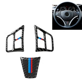 3 in 1 Car Carbon Fiber Tricolor Color Steering Wheel Button Decorative Sticker for BMW 3 Series E90 2005-2012, Left and Right Drive Universal, For BMW 3 Series E90 2005-2012(Tricolor,A)