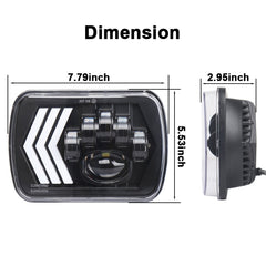 2 PCS 5X7 inch Car Modified Red Background LED Square Headlamp for Jeep Wrangler, For Jeep Wrangler(5X7 inch)