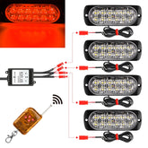 DC12V-24V / 18W 4 in 1 Front Grille Emergency Strobe Flash Warning Light Pickup 12LEDs Side Light Wireless Control 16 Modes