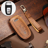 Hallmo Car Cowhide Leather Key Protective Cover Key Case for Audi A6L / A8L / A4 / A7 / A5 B Style