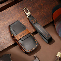 Hallmo Car Cowhide Leather Key Protective Cover Key Case for New Mercedes-Benz E300L