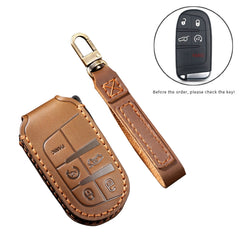 Hallmo Car Cowhide Leather Key Protective Cover Key Case for Jeep Compass, For Jeep Compass