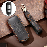 Hallmo Car Cowhide Leather Key Protective Cover Key Case for Mazda Axela 3-button, For Mazda Axela 3-button