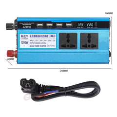 Carmaer 60V to 220V 1200W Double Socket Car Double Digital Display Inverter Household Power Converter, 60V to 220V 1200W