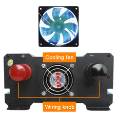 Carmaer 60V to 220V 3000W Intelligent Fan Car Double Digital Display Inverter Household Power Converter, 60V to 220V 3000W