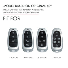 Hallmo Car Cowhide Leather Key Protective Cover Key Case for Hyundai 3-button, For Hyundai 3-button