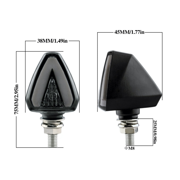 2 PCS KC018A Motorcycle Triangular V-shaped Two-color LED Brake Turn Signal Light 2 PCS KC018A Motorcycle Triangular V-shaped Two-color LED Brake Turn Signal Light
