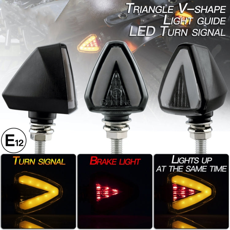 2 PCS KC018A Motorcycle Triangular V-shaped Two-color LED Brake Turn Signal Light 2 PCS KC018A Motorcycle Triangular V-shaped Two-color LED Brake Turn Signal Light