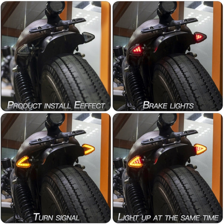 2 PCS KC018A Motorcycle Triangular V-shaped Two-color LED Brake Turn Signal Light 2 PCS KC018A Motorcycle Triangular V-shaped Two-color LED Brake Turn Signal Light
