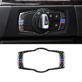 Three Color Carbon Fiber Car Headlight Switch Decorative Sticker for BMW E90 / E92 / E93 2005-2012