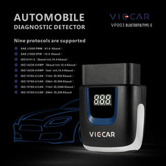 Viecar VP003 Car Mini OBD + USB / Type-C Interface Fault Detector V2.2 Bluetooth Diagnostic Tool