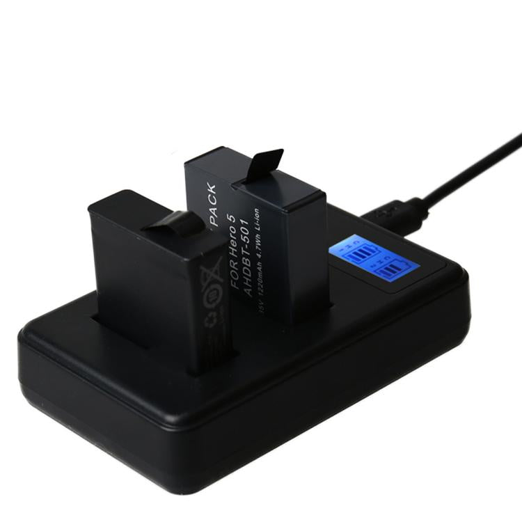 AHDBT-501 LCD-Bildschirm Dual-Akku-Ladegerät für GoPro HERO5 mit Displays Ladekapazität, für GoPro HERO5 AHDBT-501 LCD-Bildschirm Dual-Akku-Ladegerät für GoPro HERO5 mit Displays Ladekapazität, für GoPro HERO5