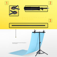 70x75cm T-Shape Photo Studio Background Support Stand Backdrop Crossbar Bracket Kit with Clips, No Backdrop, 70x75cm
