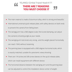 YELANGU A171 YLG0401E-C 360 Degree Rotation Horizontal Cantilever Gimbal Tripod Head for Home DV and SLR Cameras