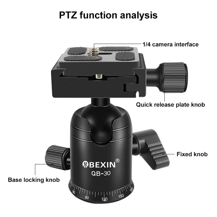 BEIXIN QB-30  360 Degree Rotation Panorama Metal Ball Head with Quick Release Plate, QB-30 BEIXIN QB-30  360 Degree Rotation Panorama Metal Ball Head with Quick Release Plate, QB-30