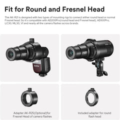 Adaptador de cabezal de flash cuadrado Godox AK-R25 para accesorio de proyección AK-R21, AK-R25