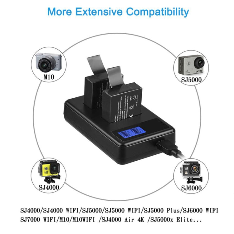 SJCAM SJ7000 / SJ6000 / SJ5000 / SJ4000 Battery LCD Screen Dual Batteries Charger, Displays Charging Capacity SJCAM SJ7000 / SJ6000 / SJ5000 / SJ4000 Battery LCD Screen Dual Batteries Charger, Displays Charging Capacity