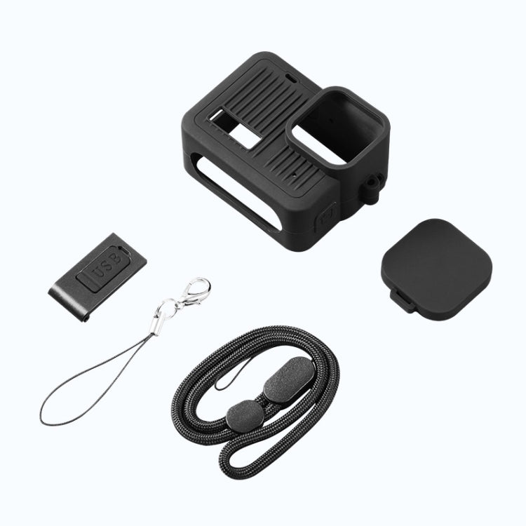 For GoPro HERO 2024 Silicone Protective Case Side Interface Cover with Wrist Strap & Lens Cover, Silicone Case Side Interface Cover For GoPro HERO 2024 Silicone Protective Case Side Interface Cover with Wrist Strap & Lens Cover, Silicone Case Side Interface Cover