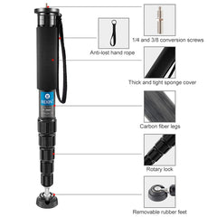 BEXIN P336C Camera Carbon Fiber Monopod Travel Live Selfie Bracket Holder