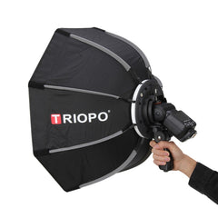 TRIOPO KS90 90cm Dome Speedlite Flash Octagon Parabolic Softbox Diffuser with Bracket Mount Handle for Speedlite, KS90