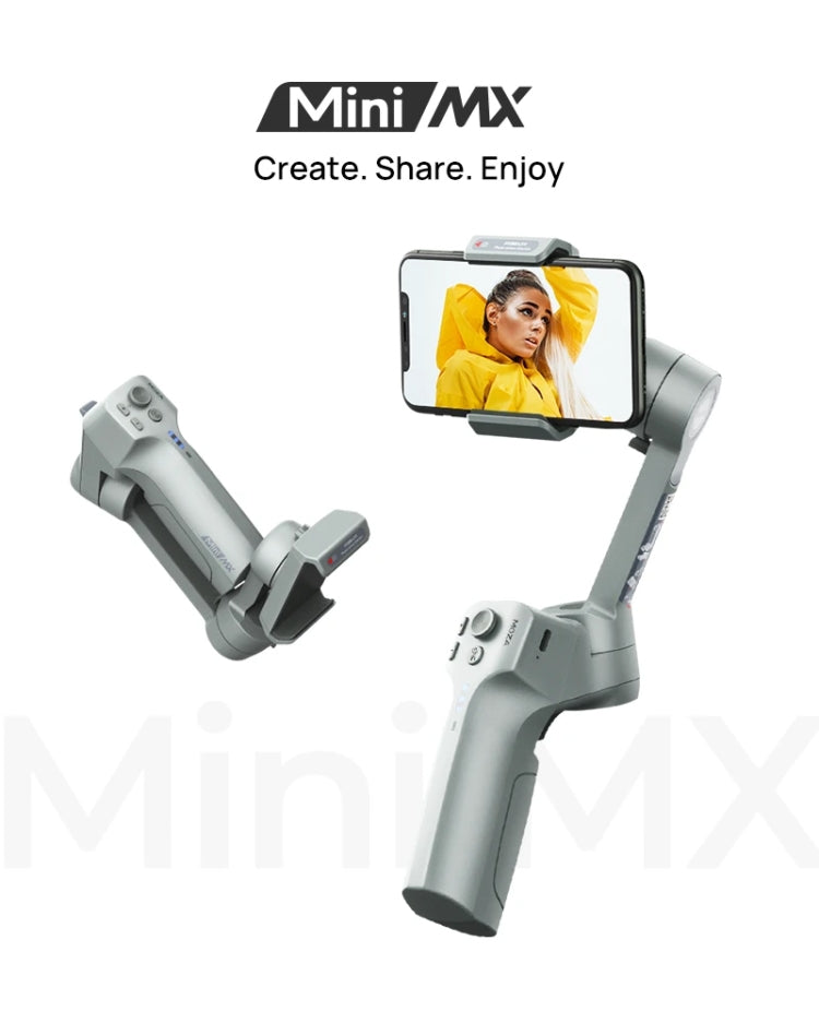 Estabilizador de cardán de mano plegable de 3 ejes MOZA Mini MX para cámara de acción y teléfono inteligente, Mini MX Estabilizador de cardán de mano plegable de 3 ejes MOZA Mini MX para cámara de acción y teléfono inteligente, Mini MX
